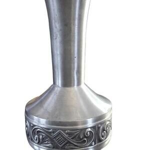 Vintage pewter bud vase Art Deco 10" tall